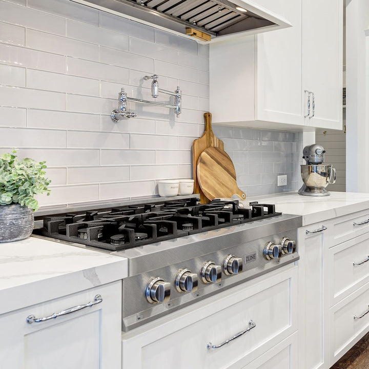 ZLINE 36 in. Legacy Gas Rangetop with 6 Burners and Porcelain Cooktop in Satin Stainless Steel, Open Box-Excellent Condition