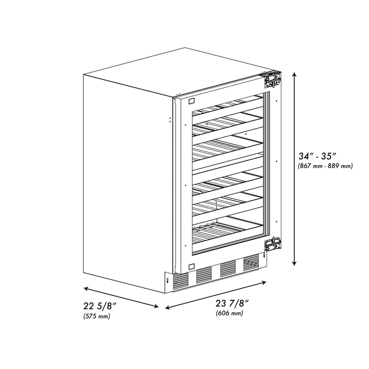 ZLINE 24" Touchstone Dual Zone 44 Bottle Wine Cooler with Panel Ready Glass Door,  RWDPO-24