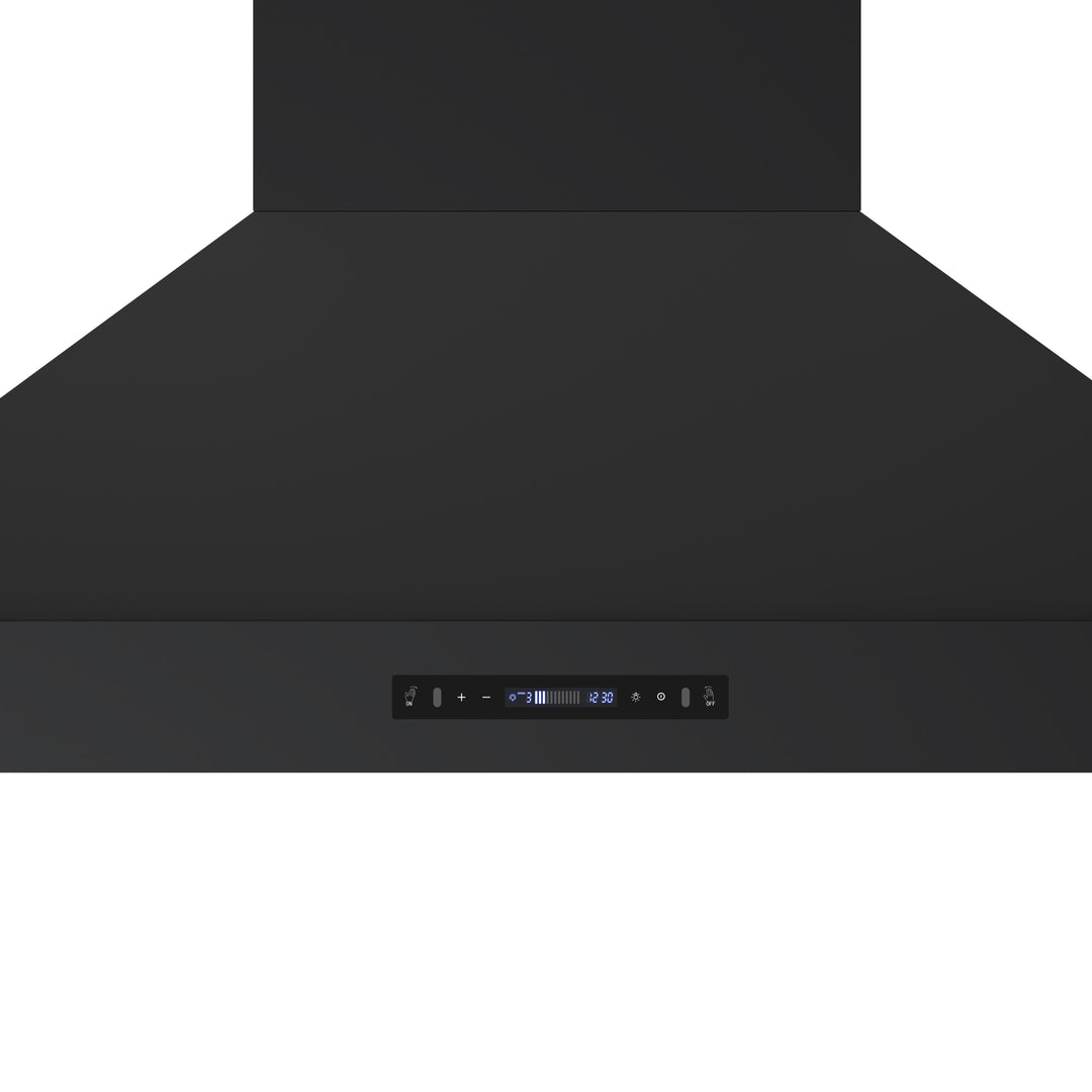 Forno Venezia 48 Inch Wall-Mounted Range Hood in Black with Antique Brass Accessories, Touch Controls and Baffle Filters
