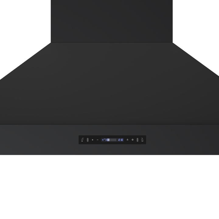 Forno Venezia 48 Inch Wall-Mounted Range Hood in Black with Antique Brass Accessories, Touch Controls and Baffle Filters