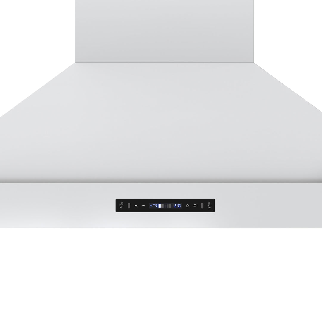 Forno Venezia 48 Inch Wall-Mounted Range Hood in White with Antique Brass Accessories, Touch Controls and Baffle Filters