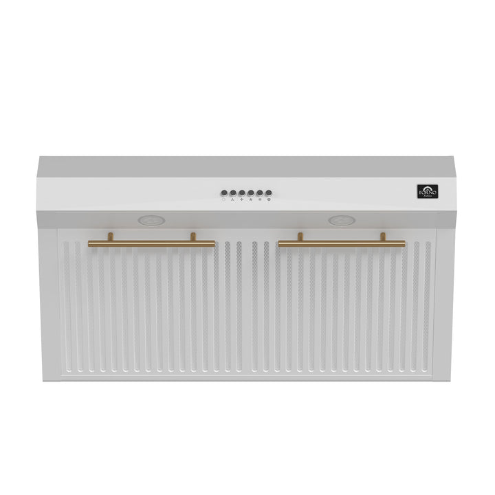 Forno Bari Espresso 30-Inch Under Cabinet Range Hood, White, 600 CFM, LED Lighting, Dishwasher-Safe Baffle Filters, 3-Speed Fan Control
