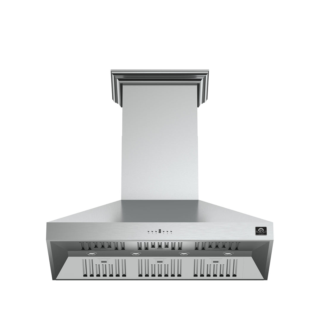 Forno Orvieto 48-Inch Wall Mount Range Hood, LED Lighting, Heavy Duty, Stainless Steel