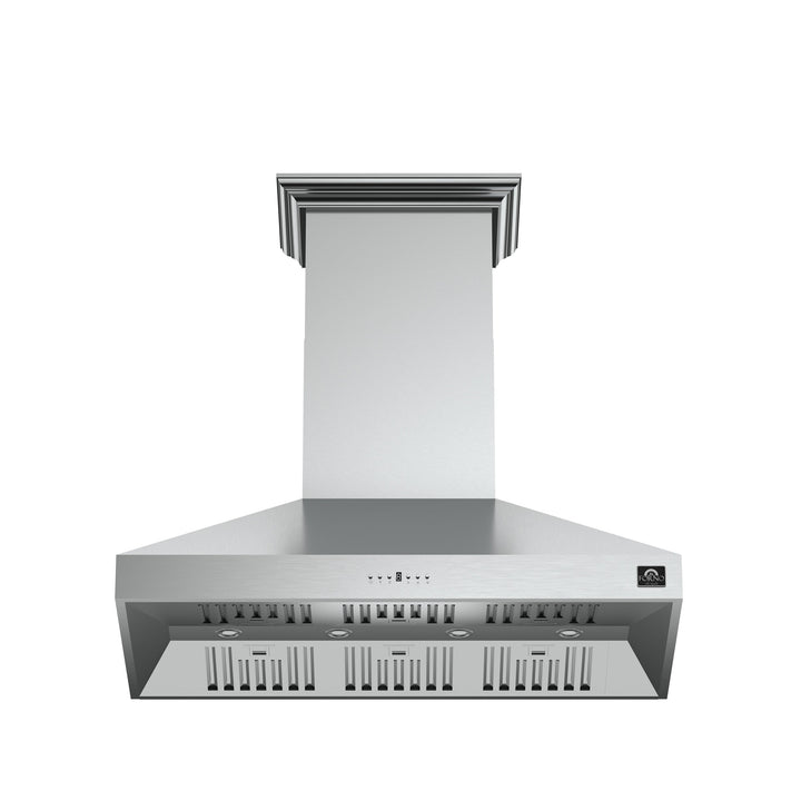 Forno Orvieto 48-Inch Wall Mount Range Hood, LED Lighting, Heavy Duty, Stainless Steel