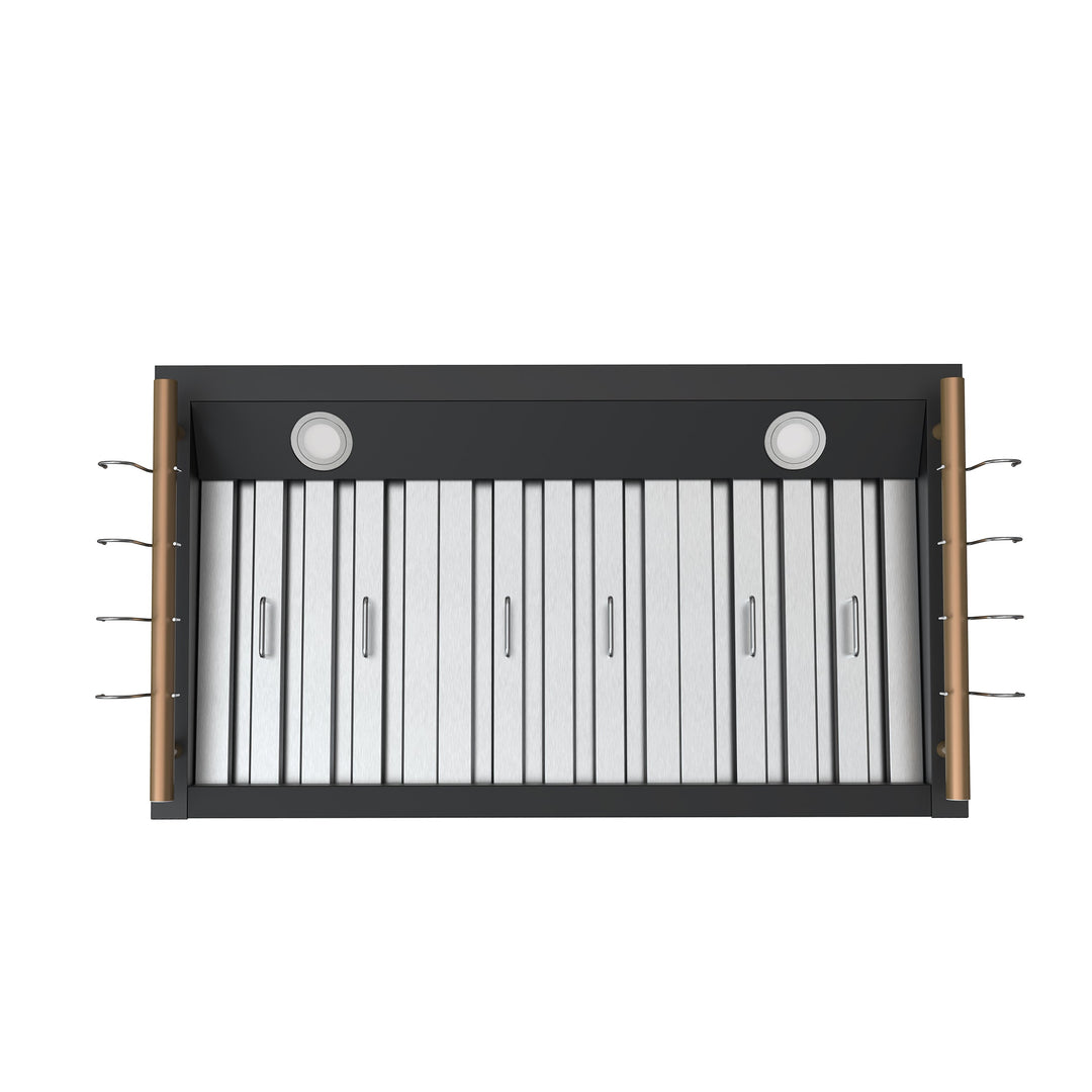 Forno Venezia 36 Inch Wall-Mounted Range Hood in Black with Touch Controls and Baffle Filters
