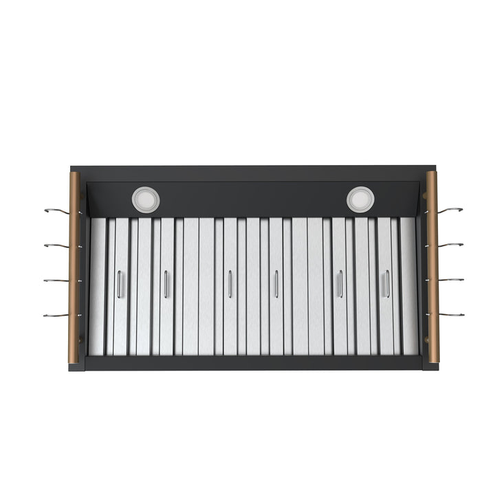 Forno Venezia 36 Inch Wall-Mounted Range Hood in Black with Touch Controls and Baffle Filters