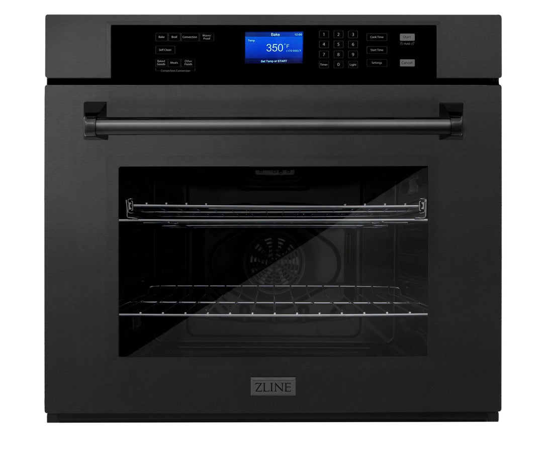 ZLINE Kitchen Appliance Package with 36 in. Black Stainless Steel Rangetop and 30 in. Single Wall Oven, 2KP-RTBAWS36