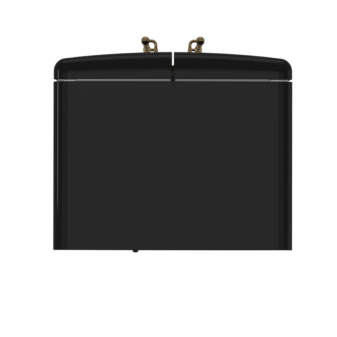 Forno Luigi 33-Inch French Door Refrigerator, 18 cu.ft, Black Finish, Antique Brass Handles, ENERGY STAR Certified