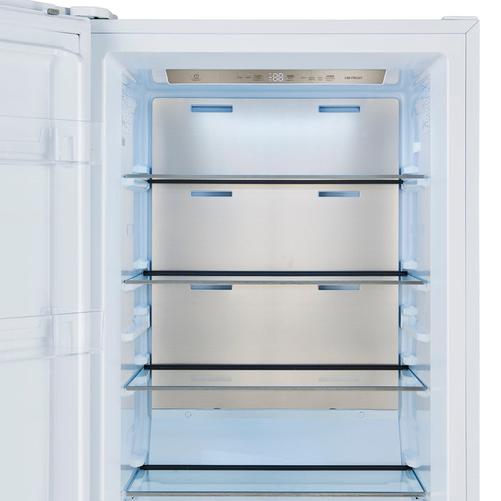Forno Maderno 28-Inch Convertible Upright Freezer/Refrigerator in White with Antique Brass Handle, 13.6 cu.ft., Left Swing