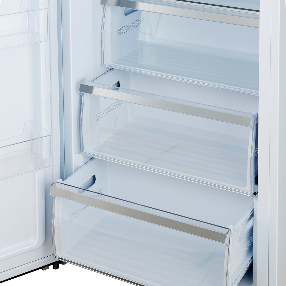 Forno Maderno 28-Inch Convertible Upright Freezer/Refrigerator in White with Antique Brass Handle, 13.6 cu.ft., Left Swing