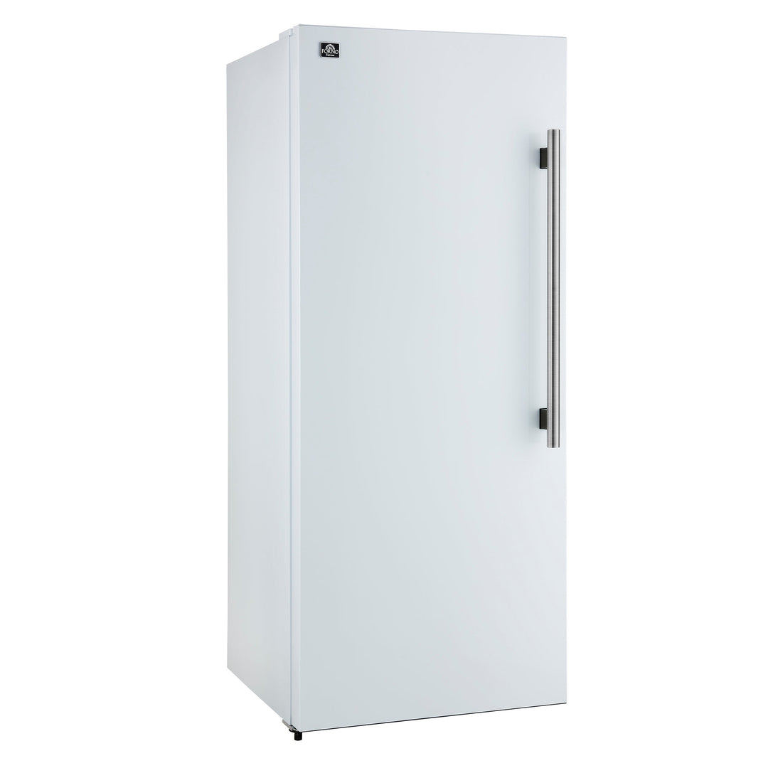 Forno Maderno 28-Inch Convertible Upright Freezer/Refrigerator in White with Antique Brass Handle, 13.6 cu.ft., Left Swing