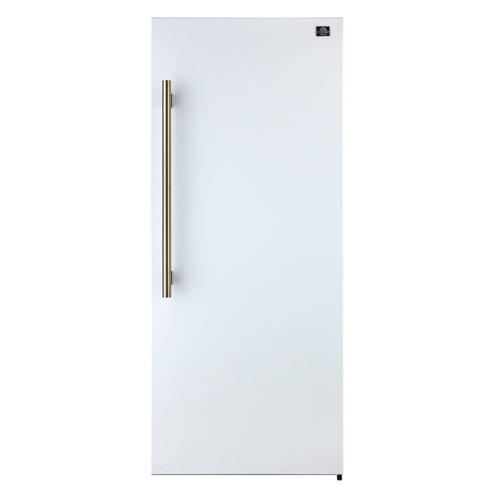 Forno Maderno 28-Inch Built-In Convertible Refrigerator in White with Antique Brass Handle, 13.6 cu.ft. Right Swing with Decorative Grill - 32-Inch Wide