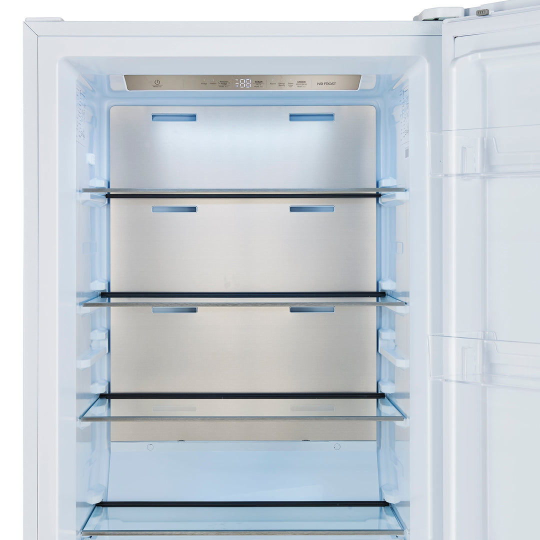 Forno Maderno 28-Inch Built-In Convertible Refrigerator in White with Antique Brass Handle, 13.6 cu.ft. Right Swing with Decorative Grill - 32-Inch Wide
