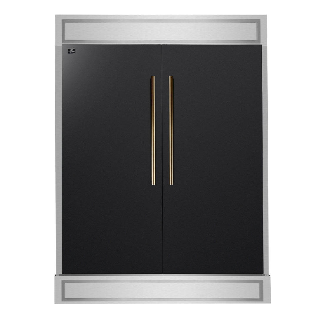 Forno Maderno 2-28-Inch Wide Convertible Refrigerator/Freezer in Black, Decorative Trim, 27.2 cu.ft, 84-Inch High, ENERGY STAR Certified