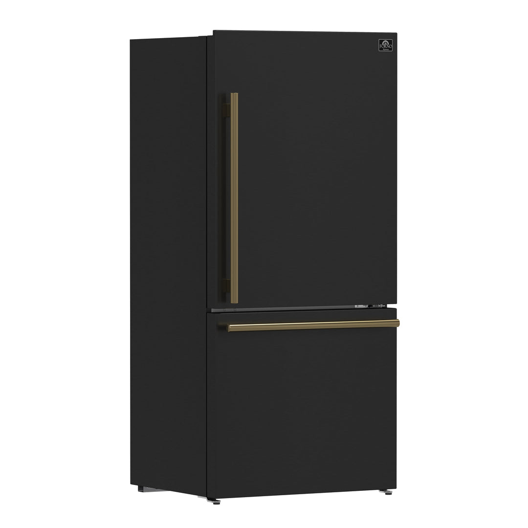 Forno Milano Espresso 31-Inch Bottom Freezer Refrigerator, Black, 17.2 cu.ft Capacity, Energy Efficient