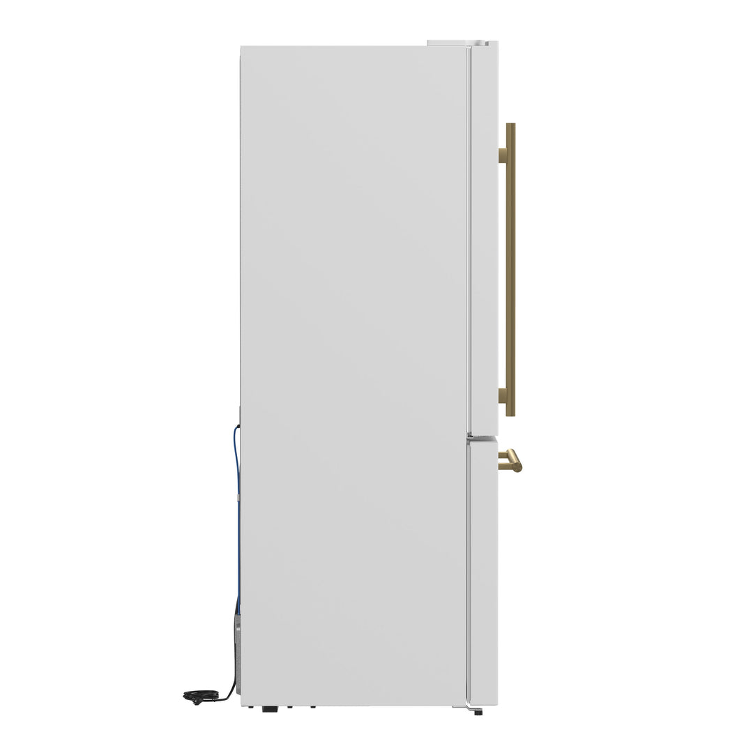 Forno Milano Espresso 31-Inch White Bottom Freezer Refrigerator, 17.2 Cu. Ft., Energy-Efficient, No Frost, Built-In Ice Maker