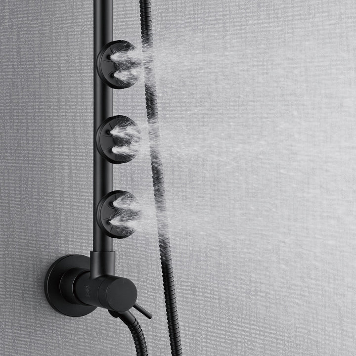 Forno Acqua AcquaSPA Retrofit Shower, Overhead Rainfall, 8 Inch Shower Head, Handheld Shower Head, Body Jets, 6 Way Diverter, Matte Black Finish, 2.5 GPM Flow Rate