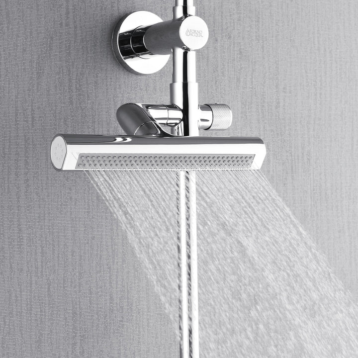 Forno Acqua AcquaFALL Shower, Polished Stainless Steel Finish, Overhead Rainfall Shower, Handheld Shower Head, Body Jets, 2.5 GPM Flow Rate