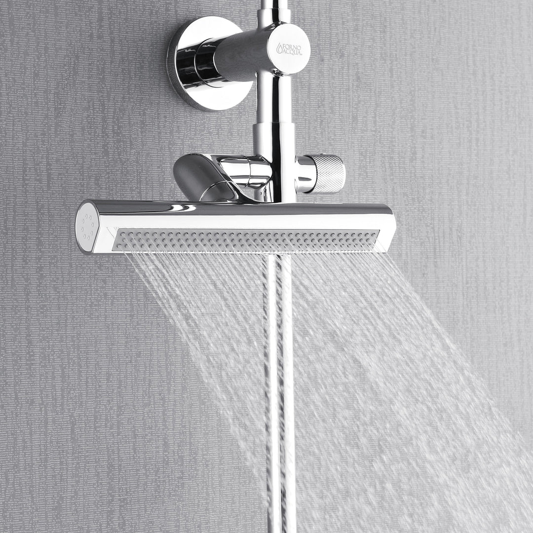 Forno Acqua AcquaFALL Shower, Polished Stainless Steel Finish, Overhead Rainfall Shower, Handheld Shower Head, Body Jets, 1.8 GPM Flow Rate