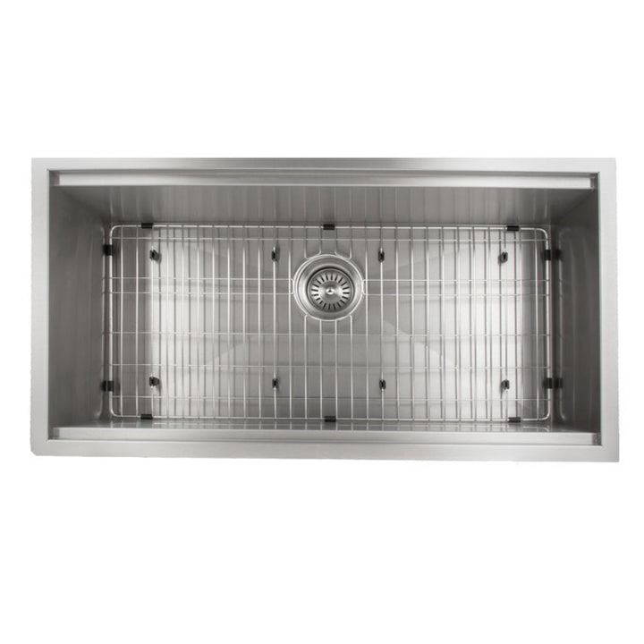 ZLINE 33" Garmisch Undermount Single Bowl Stainless Steel Kitchen Sink with Bottom Grid and Accessories (