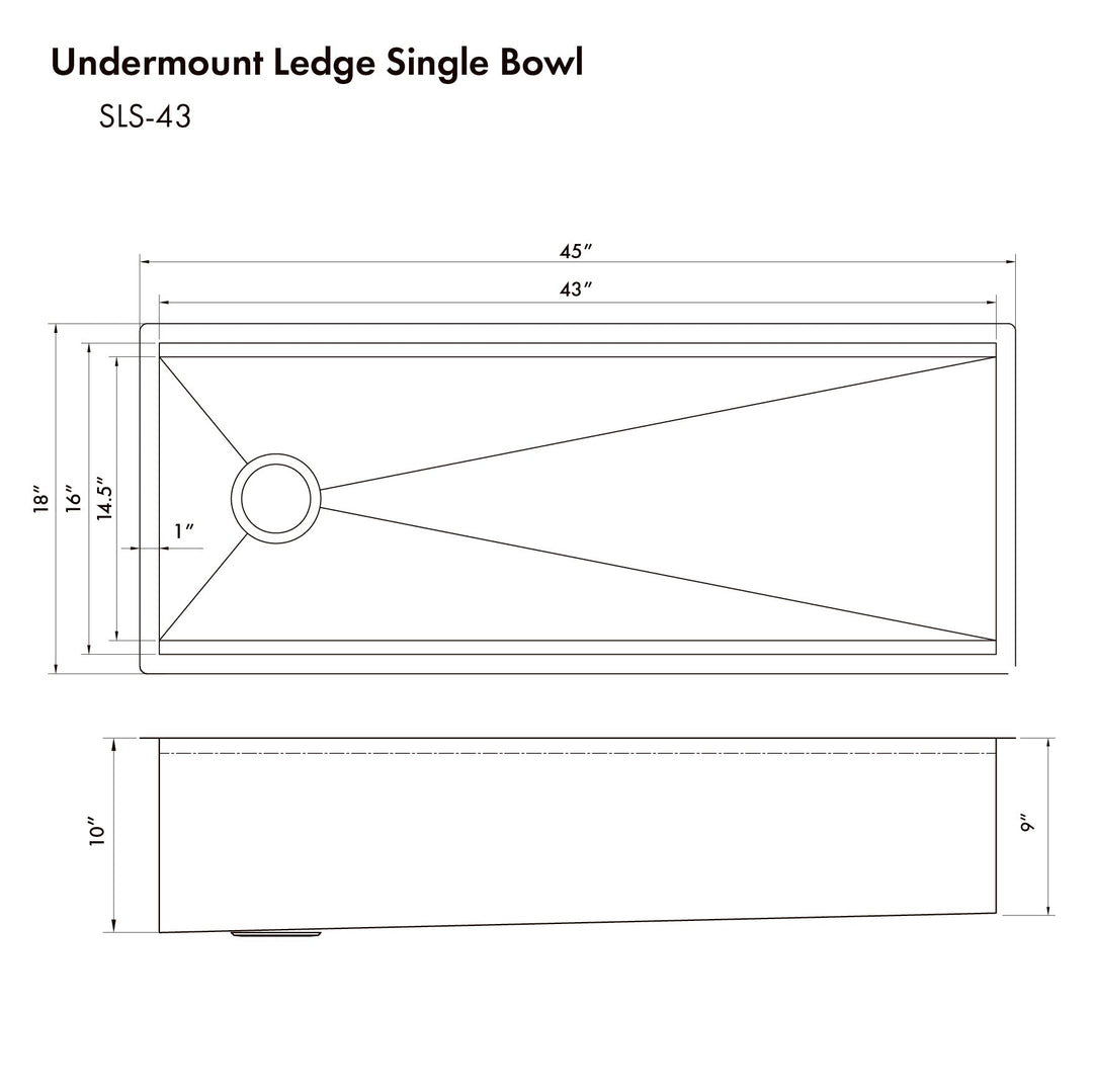 ZLINE 33 in. Garmisch Undermount Single Bowl Stainless Steel Kitchen Sink with Bottom Grid and Accessories (SLS-43)