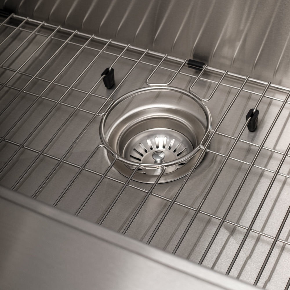 ZLINE 33 in. Moritz Farmhouse Apron Mount Single Bowl Stainless Steel Kitchen Sink with Bottom Grid and Accessories (SLSAP-33)