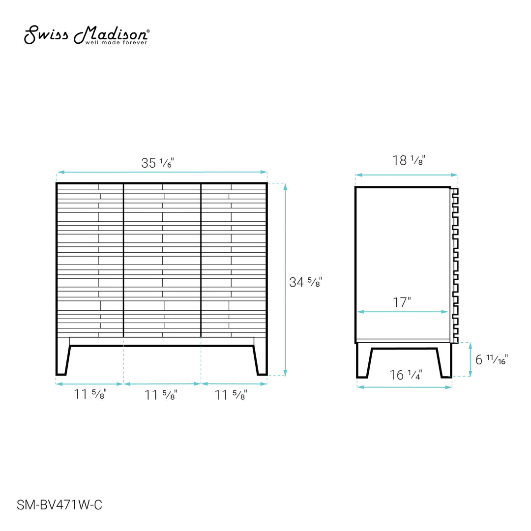 Cascade 36'' Bathroom Vanity in White - Cabinet