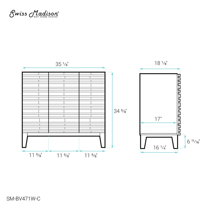 Cascade 36'' Bathroom Vanity in White - Cabinet