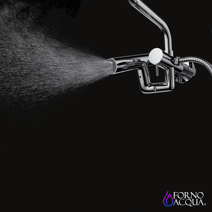 Forno Acqua AcquaFALL Mini 8 Inch Shower Head, Matte Black Finish, Overhead Rainfall Shower, Handheld Shower Head, Body Jets, 1.8 GPM Flow Rate