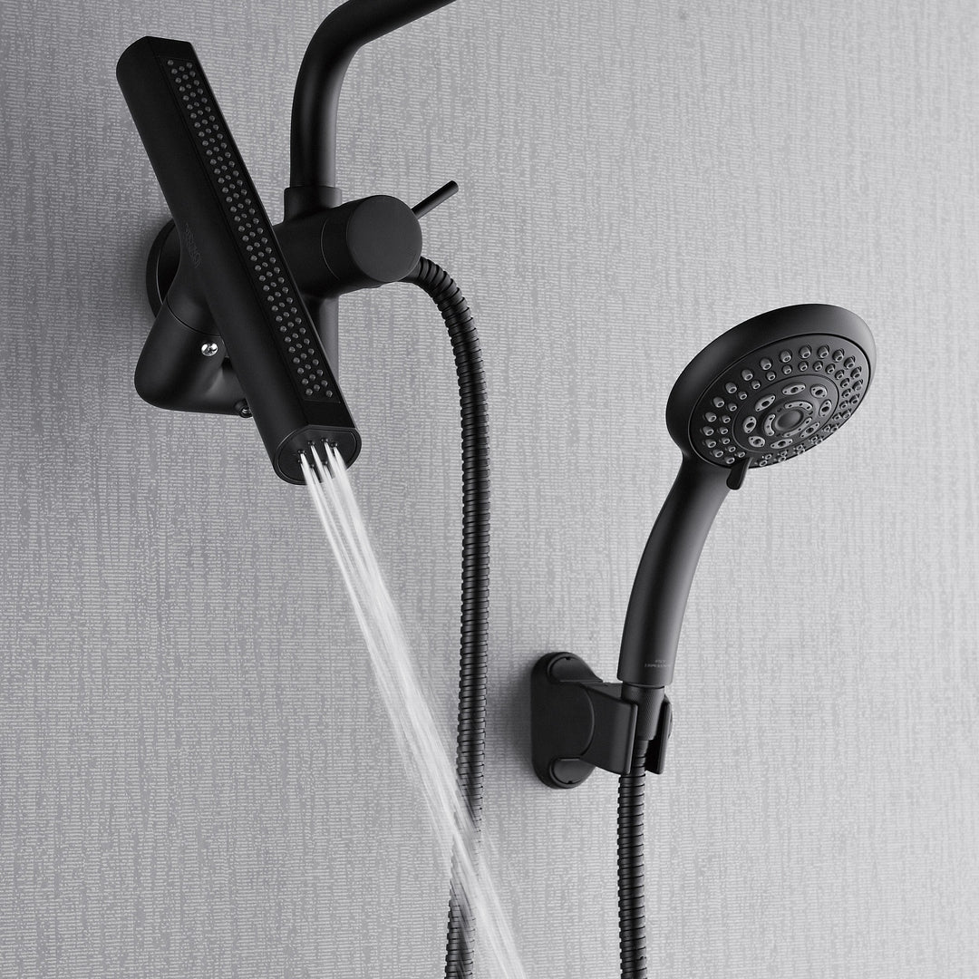 Forno Acqua AcquaFALL Mini 8 Inch Shower Head, Matte Black Finish, Overhead Rainfall Shower, Handheld Shower Head, Body Jets, 1.8 GPM Flow Rate