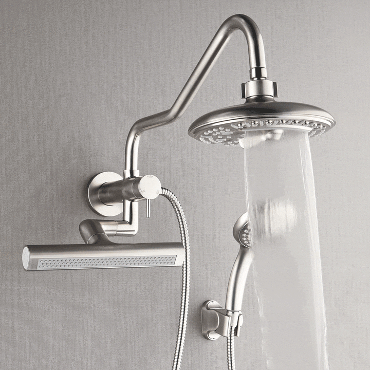 Forno Acqua AcquaFALL Mini 8 Inch Shower Head, Brushed Nickel Finish, Overhead Rainfall Shower, Handheld Shower Head, Body Jets, 2.5 GPM Flow Rate