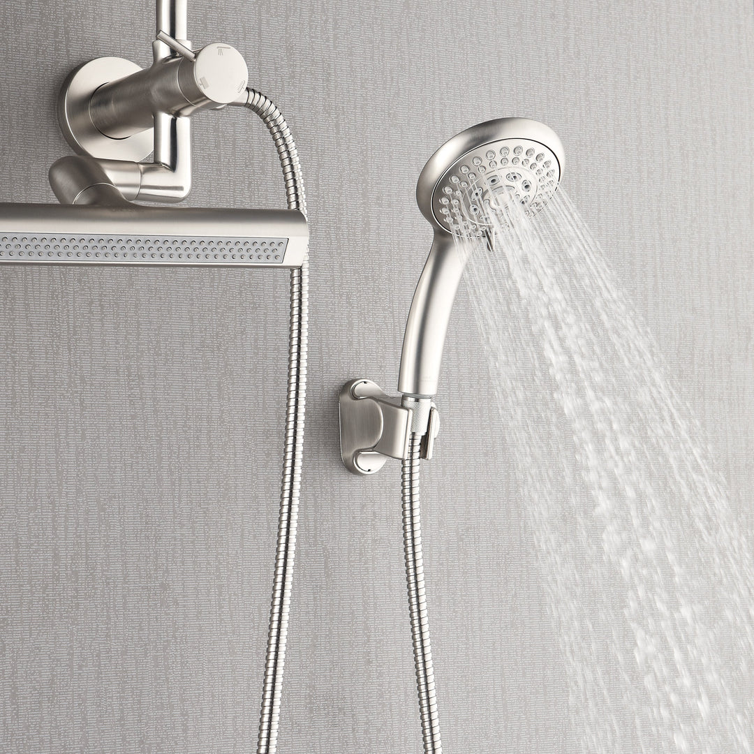 Forno Acqua AcquaFALL Mini 8 Inch Shower Head, Brushed Nickel Finish, Overhead Rainfall Shower, Handheld Shower Head, Body Jets, 1.8 GPM Flow Rate