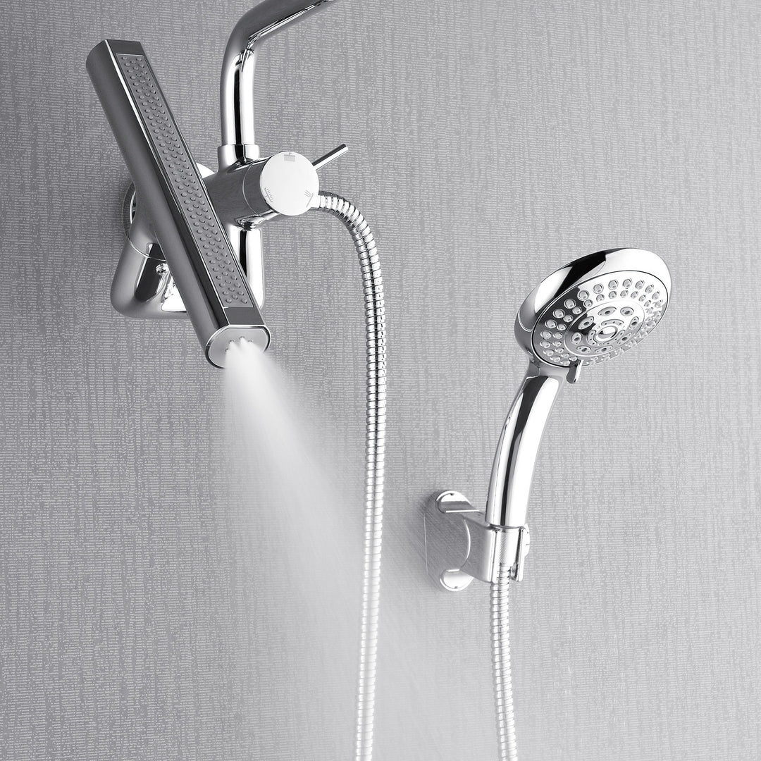 Forno Acqua AcquaFALL Mini 8 Inch Shower Head, Polished Stainless Steel Finish, Overhead Rainfall Shower, Handheld Shower Head, Body Jets, 2.5 GPM Flow Rate