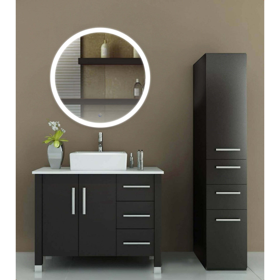 Krugg Sol 32" Round LED Bathroom Mirror - Dimmer & Defogger