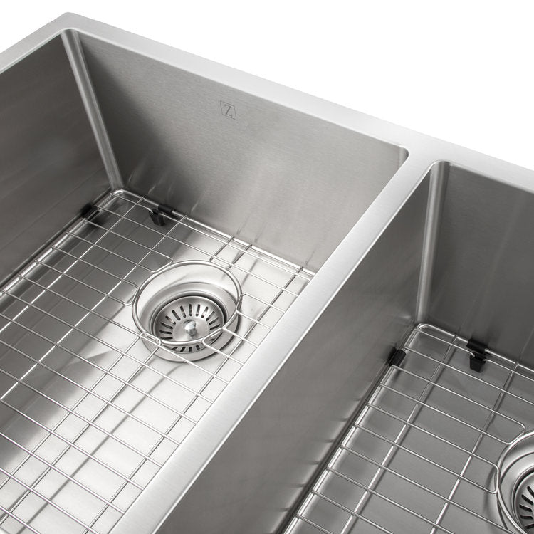 ZLINE 36 in. Anton Undermount Double Bowl Stainless Steel Kitchen Sink with Bottom Grid (SR50D-36)
