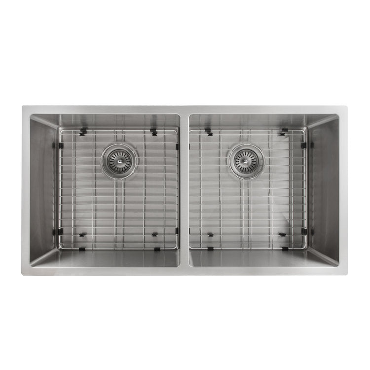 ZLINE 36 in. Anton Undermount Double Bowl Stainless Steel Kitchen Sink with Bottom Grid (SR50D-36)