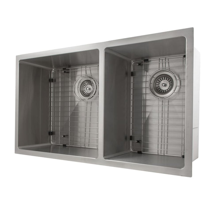 ZLINE 33 in. Chamonix Undermount Double Bowl Stainless Steel Kitchen Sink with Bottom Grid (SR60D-33)