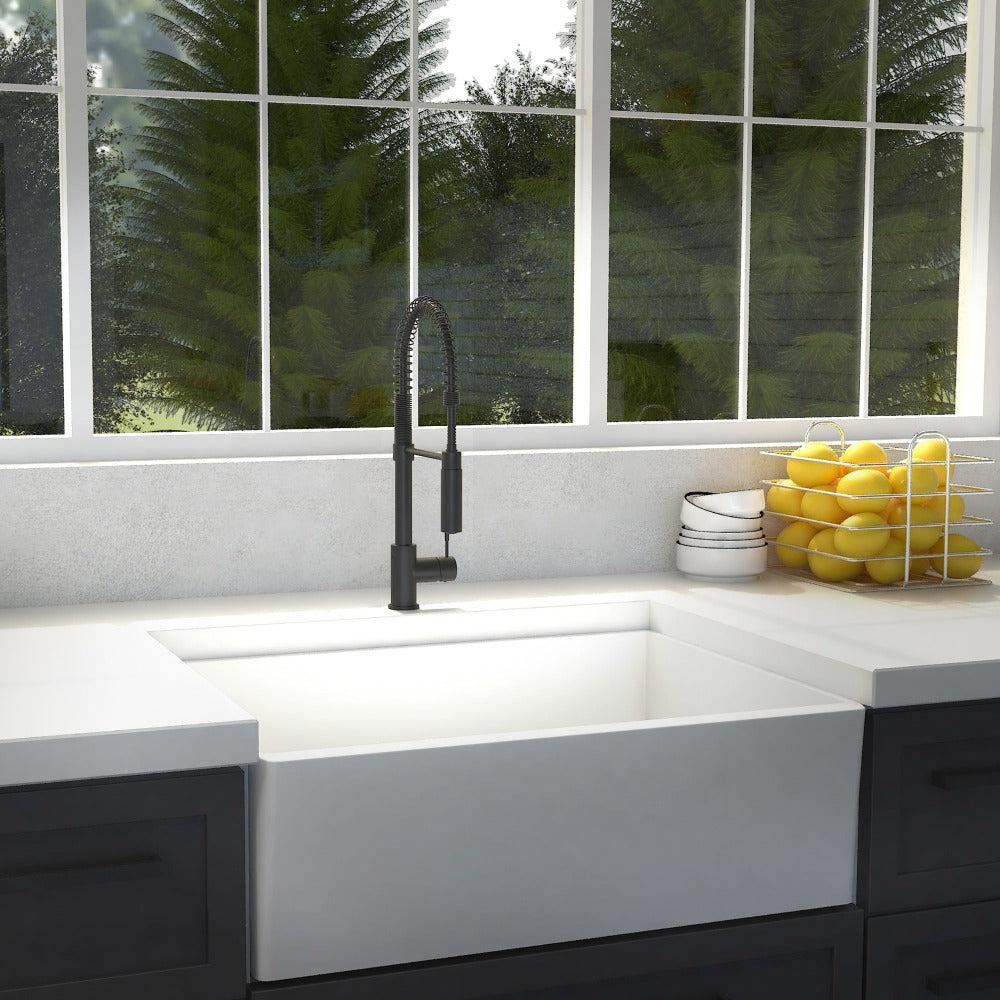 ZLINE Autograph Edition Sierra Pull Down Spring Single Handle Kitchen Faucet in Matte Black (SRA-KF-MB)
