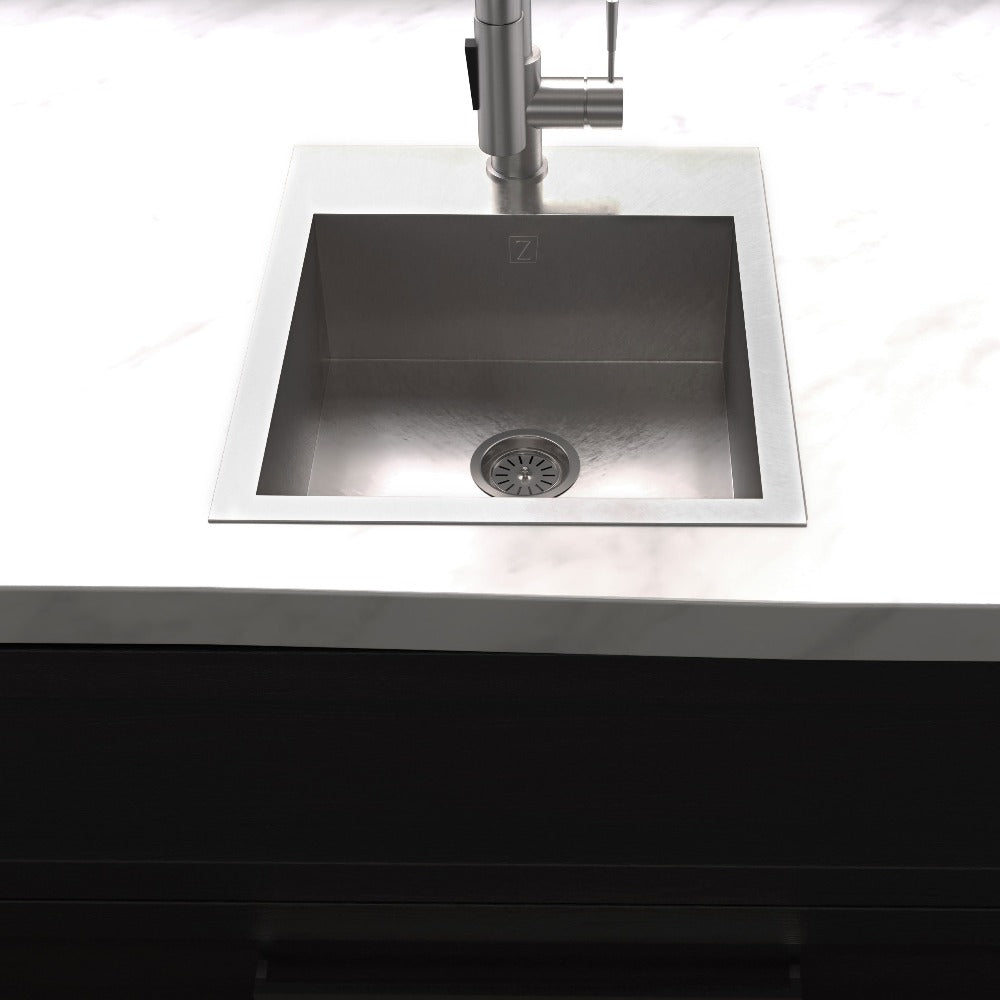ZLINE 15 in. Donner Topmount Single Bowl Bar Kitchen Sink in Stainless Steel (STS-15)