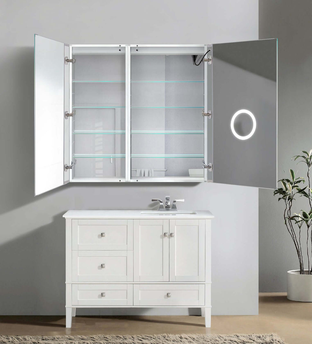 Krugg Svange 42 x 42 LED Medicine Cabinet - Defogger, Dimmer