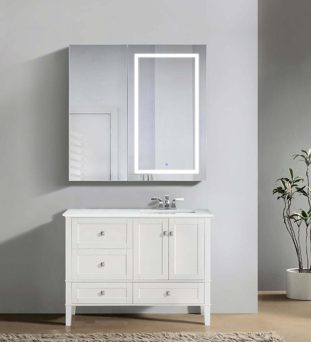 Krugg Svange 42 x 42 LED Medicine Cabinet - Defogger, Dimmer