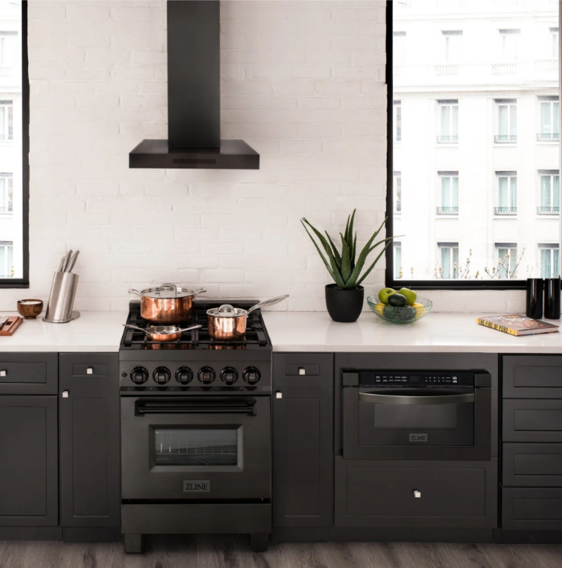 Wall Mount Range Hood in Black Stainless Steel Zline 30 in.