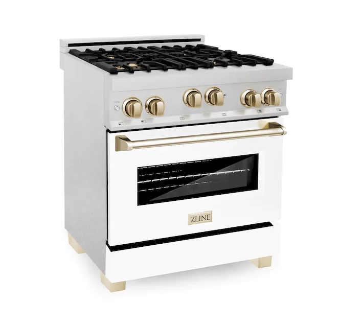 ZLINE 30" Range Gas Stove Oven DuraSnow® Stainless Champagne Bronze