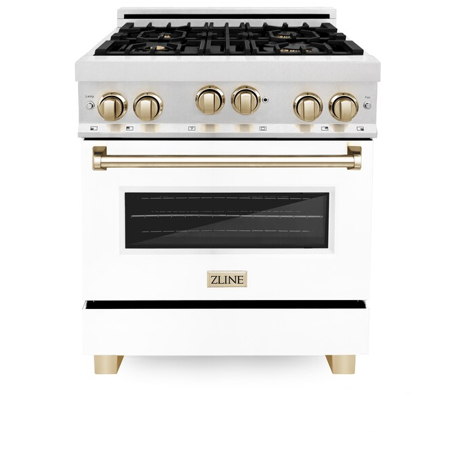 ZLINE 30" Range Gas Stove Oven DuraSnow® Stainless Champagne Bronze