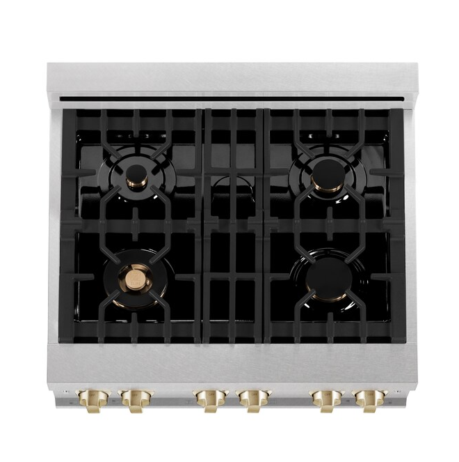ZLINE 30" Range Gas Stove Oven DuraSnow® Stainless Champagne Bronze