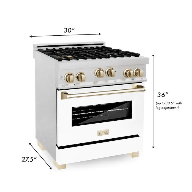 ZLINE 30" Range Gas Stove Oven DuraSnow® Stainless Champagne Bronze