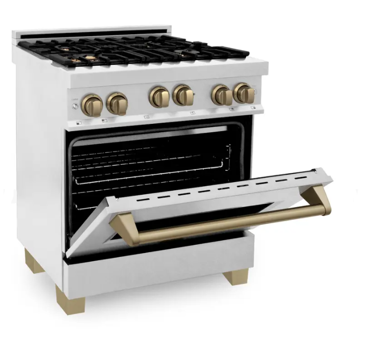 ZLINE Edition 30"Range Gas Stove Oven in DuraSnow Stainless Steel Gold