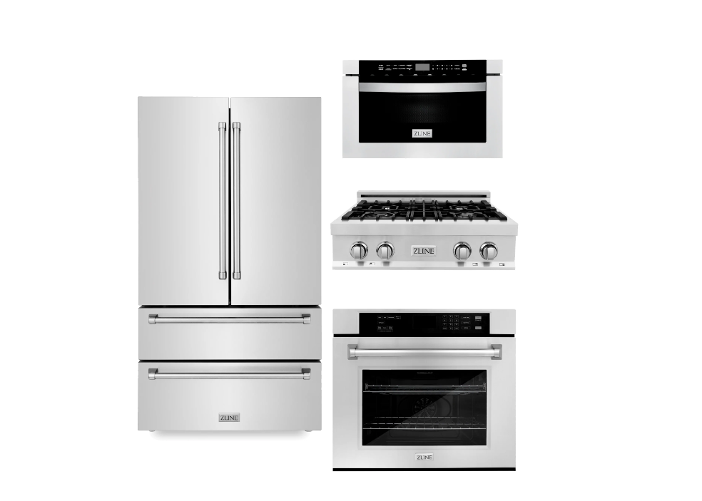 ZLINE 30" Rangetop, 30” Wall Oven, 36” Refrigerator,30" Microwave Oven Stainless Steel
