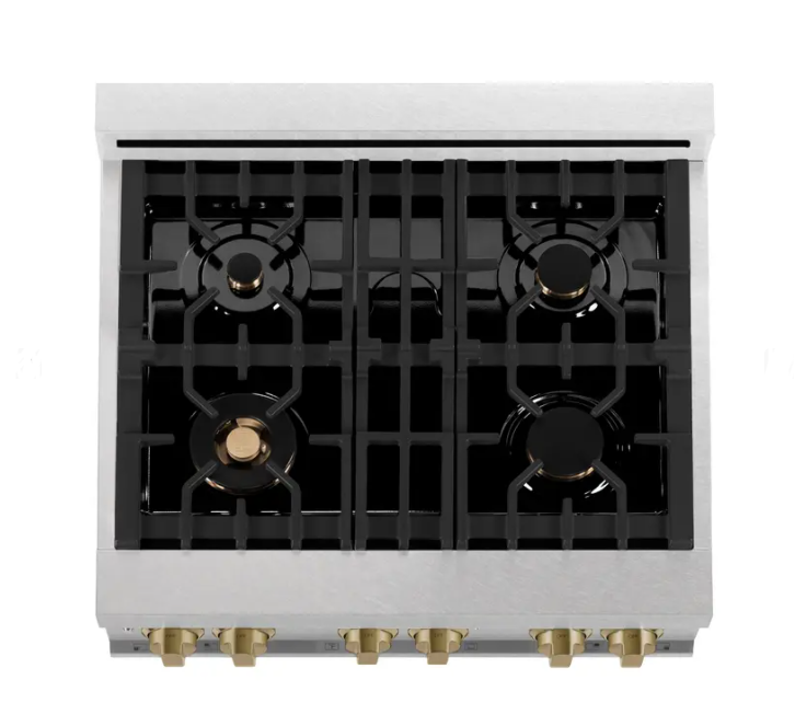 ZLINE Edition 30"Range Gas Stove Oven in DuraSnow Stainless Steel Gold