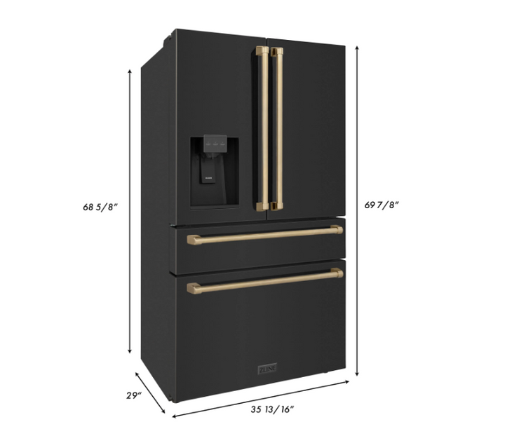 ZLINE 36" 21.6 cu. ft Freestanding French Door Refrigerator With Dispenser